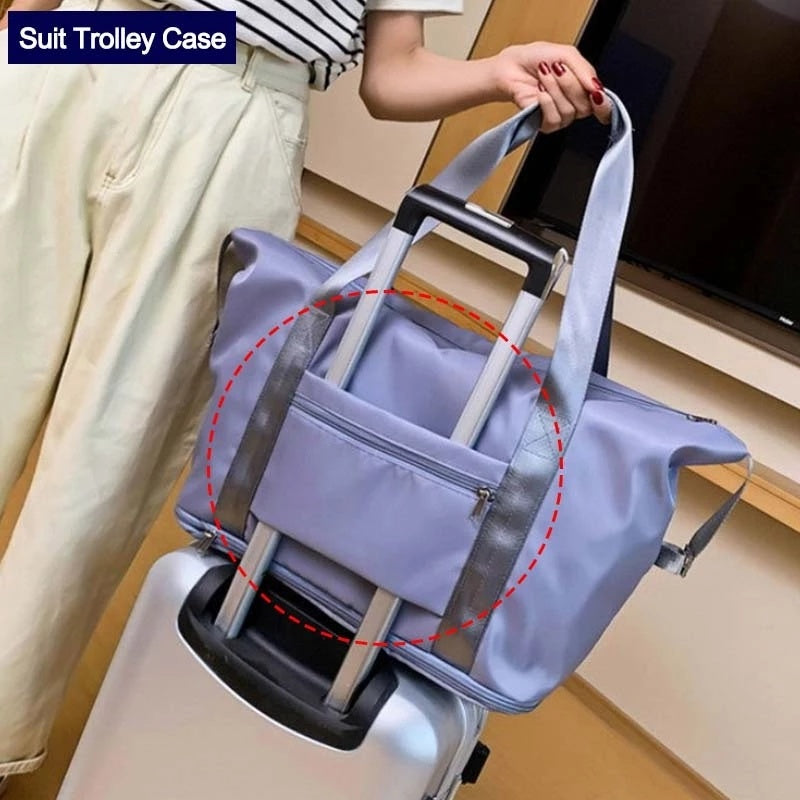 Foldable Storage Travel Bag Waterproof Large Capacity Gym Fitness Bag Weekender Overnight For Women - Clothing Personality