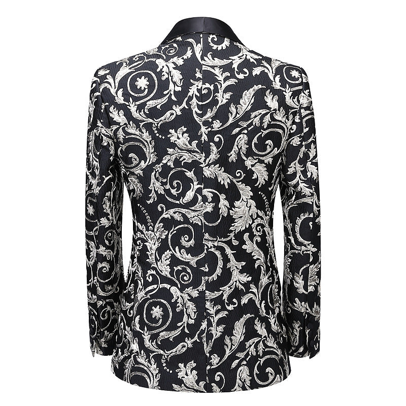 Two-piece Paisley Print Multi-colored Suit Formal Wear Wedding Gala - Clothing Personality