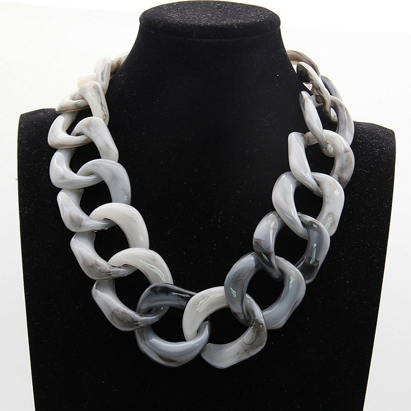 Women's Leopard Print Acrylic Chain Link Statement Necklace