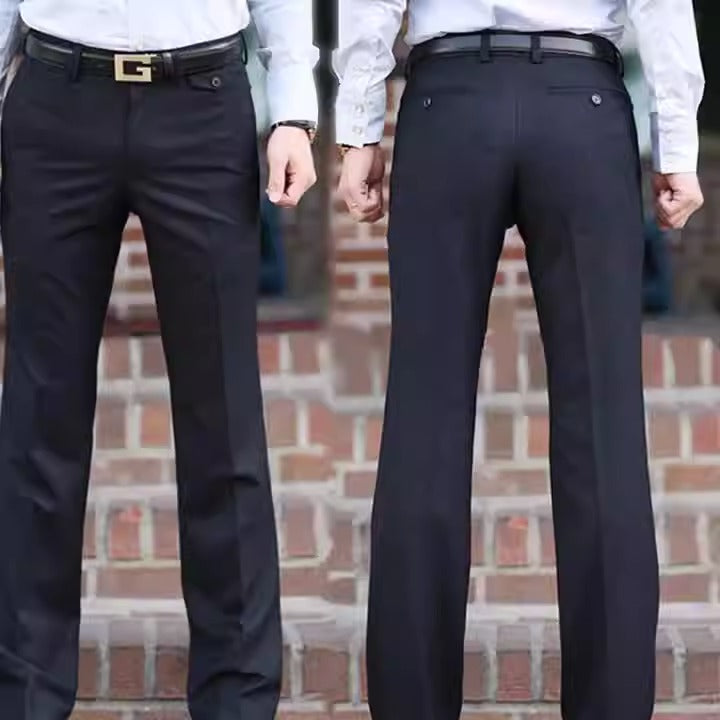 New Casual Flared Pants Young Men No Iron Straight Leg Wide Leg Suit