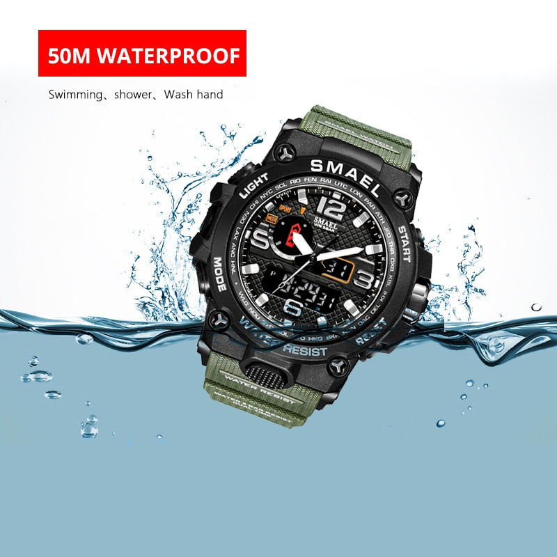 Smael Men Military Watch 50m Waterproof Wristwatch LED Quartz Clock Sport Watch Male relogios masculino 1545 Sport Watch Men S Shock