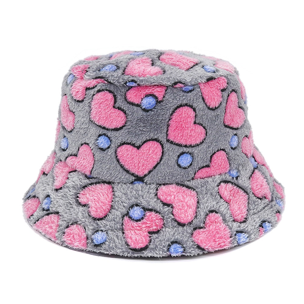 Colorful Unique Autumn Winter Camouflage Faux Fur Bucket Hats Fashion Warm Soft Velvet Fluffy Fisherman Hat Ladies Outdoor Panama