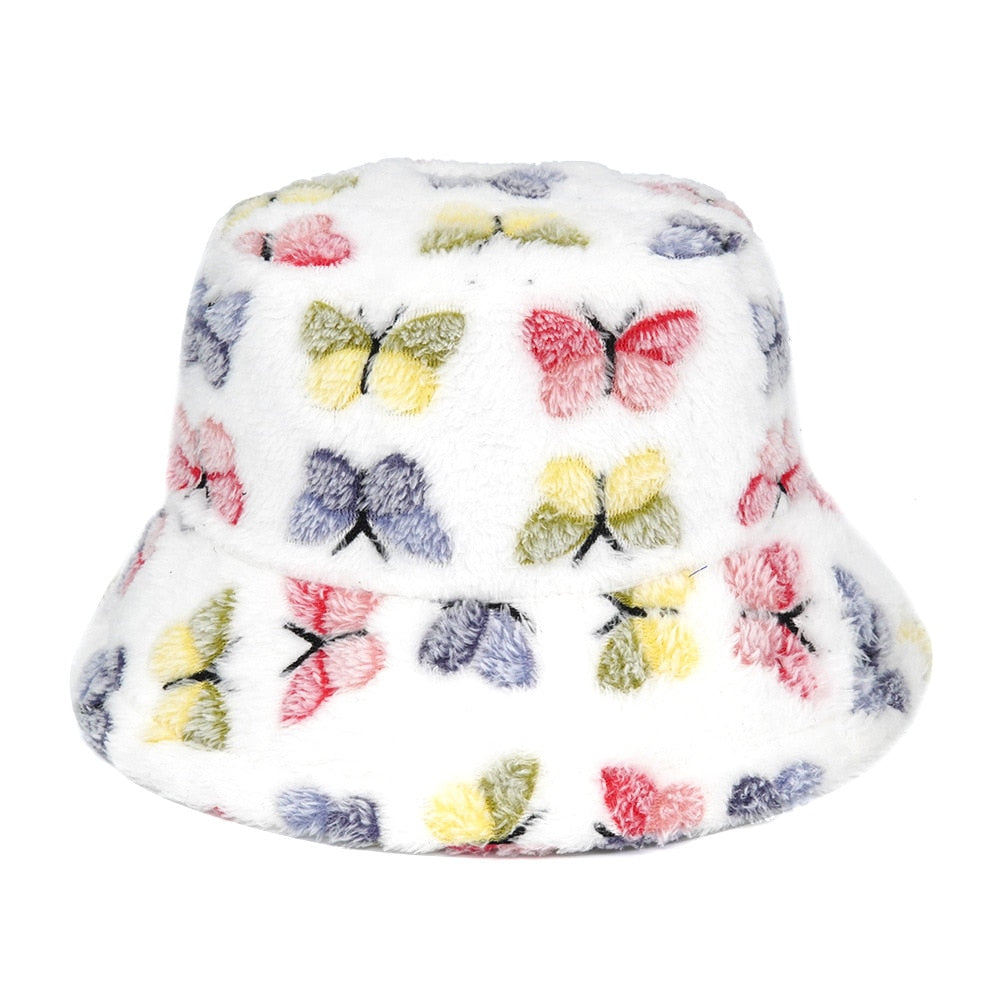 Colorful Unique Autumn Winter Camouflage Faux Fur Bucket Hats Fashion Warm Soft Velvet Fluffy Fisherman Hat Ladies Outdoor Panama