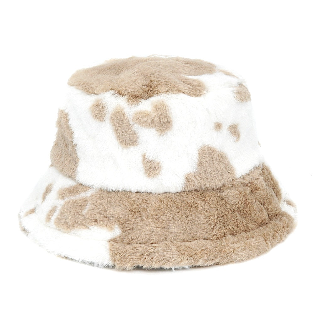 Colorful Unique Autumn Winter Camouflage Faux Fur Bucket Hats Fashion Warm Soft Velvet Fluffy Fisherman Hat Ladies Outdoor Panama