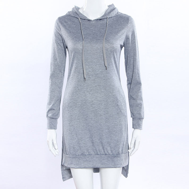 Women's Oversized Hoodie Dress with Split Women Hoodies Sweatshirts Plus Size Asymmetrical Irregular Sportswears Long Sleeves Hooded Pullovers Feminino