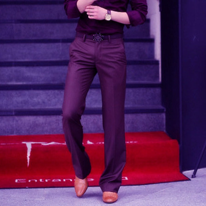 New Casual Flared Pants Young Men No Iron Straight Leg Wide Leg Suit