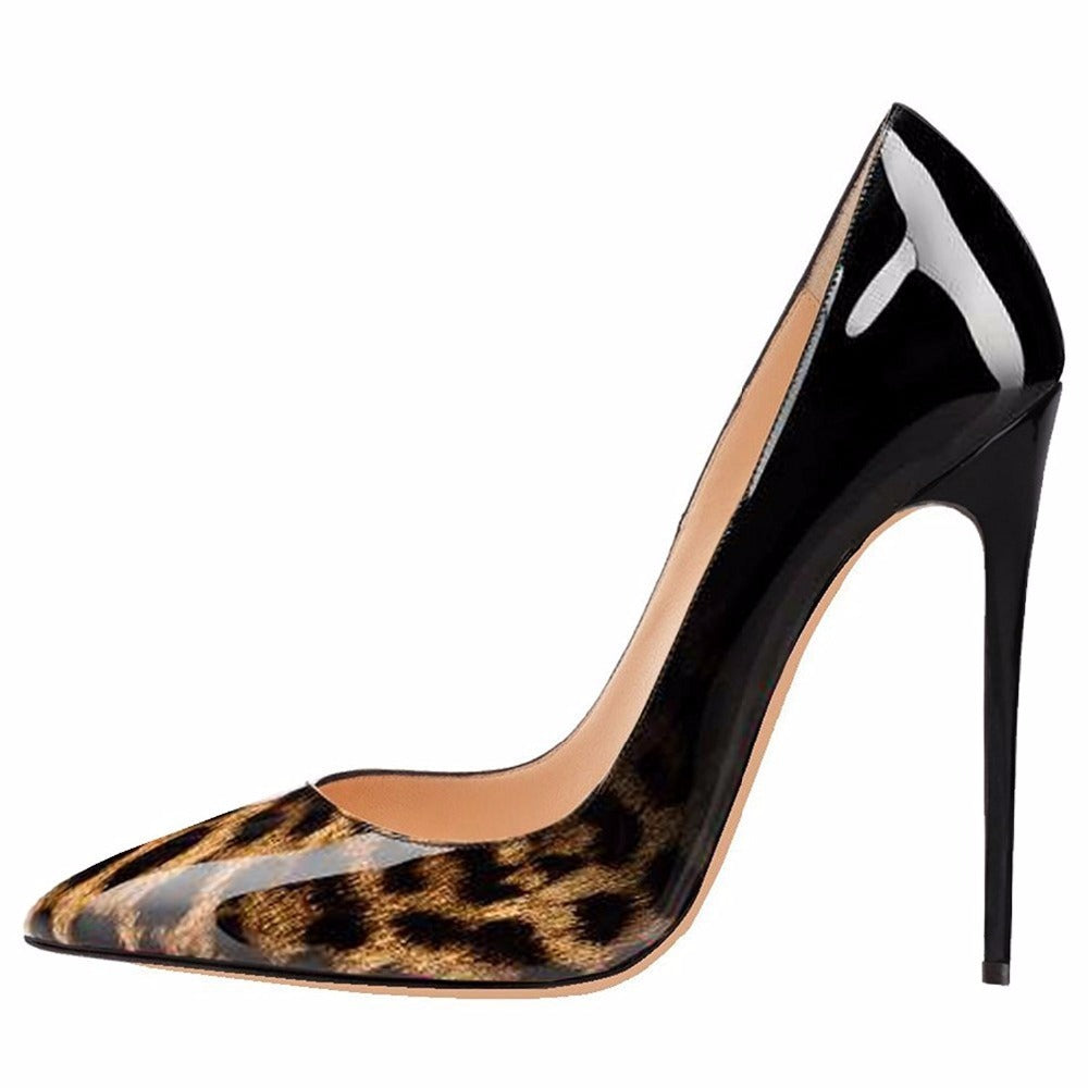 Women's Leopard Print Gradient High Heels White Gradient Leopard Print