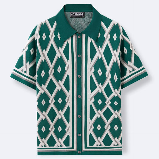 Summer Jacquard Knitted Short-sleeved Cardigan - Clothing Personality