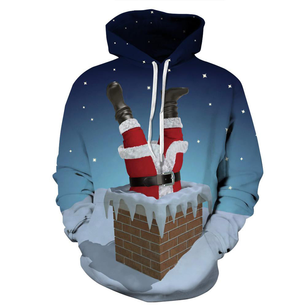 Christmas Funny Santa Claus Falling Down Chimney 3D Print Sweatshirts Men Women