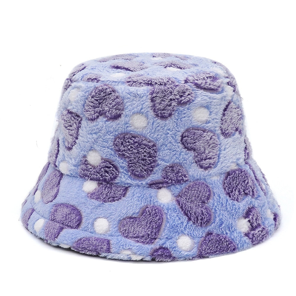 Colorful Unique Autumn Winter Camouflage Faux Fur Bucket Hats Fashion Warm Soft Velvet Fluffy Fisherman Hat Ladies Outdoor Panama