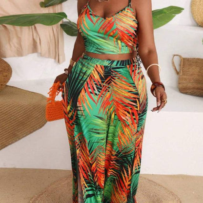 Plus Size Floral Print Multi-Color Bold Matching Top and Shorts Vacation Print Short Sets - Clothing Personality