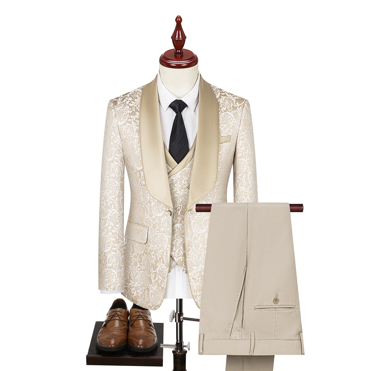 Men's Jacquard Suit Wedding Dress Suit - Clothing Personality