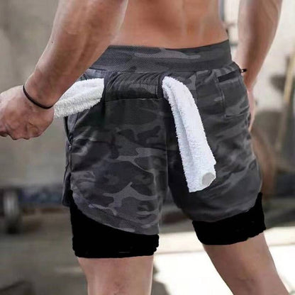 Running Shorts Men 2 In 1 Double-deck Quick Dry GYM  Fitness Jogging Workout  Pants - Clothing Personality
