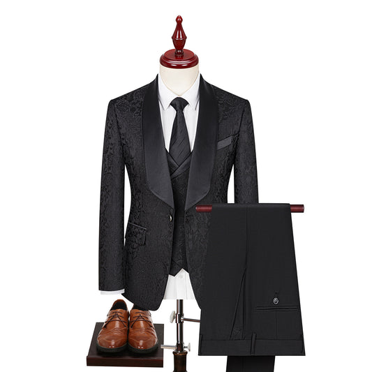 Men's Jacquard Suit Wedding Dress Suit - Clothing Personality