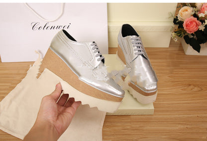 Women's Shoes With Carved Waterproof Platform Wedges - Clothing Personality