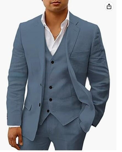 Men's Casual Three-Piece Suit Vest Pants Groom Wedding Banquet Suit - Clothing Personality