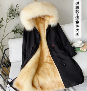 Men's Fur Coat Winter High Quality Fashion With Fur Hooded Lined Thick Warm Parkas Outerwear Mid-length With Long