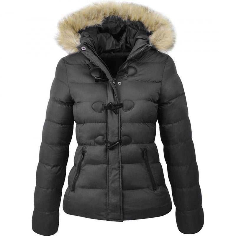 Women's Autumn And Winter Hooded Puffer Jacket Cotton Coat Women Short Hooded Hat Warm Coat