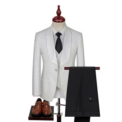 Men's Jacquard Suit Wedding Dress Suit - Clothing Personality