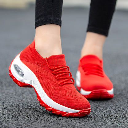 Sports Women Flying Knit Socks Shaking Shoes - Clothing Personality
