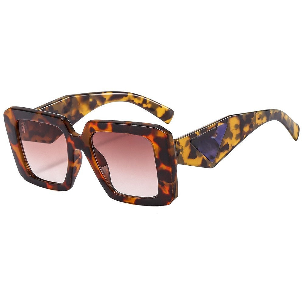 Women's Retro box leopard print Sun protection Sunglasses