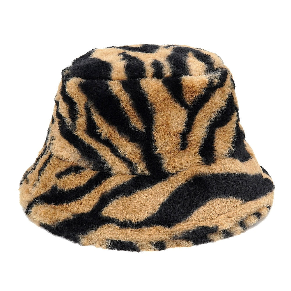 Colorful Unique Autumn Winter Camouflage Faux Fur Bucket Hats Fashion Warm Soft Velvet Fluffy Fisherman Hat Ladies Outdoor Panama