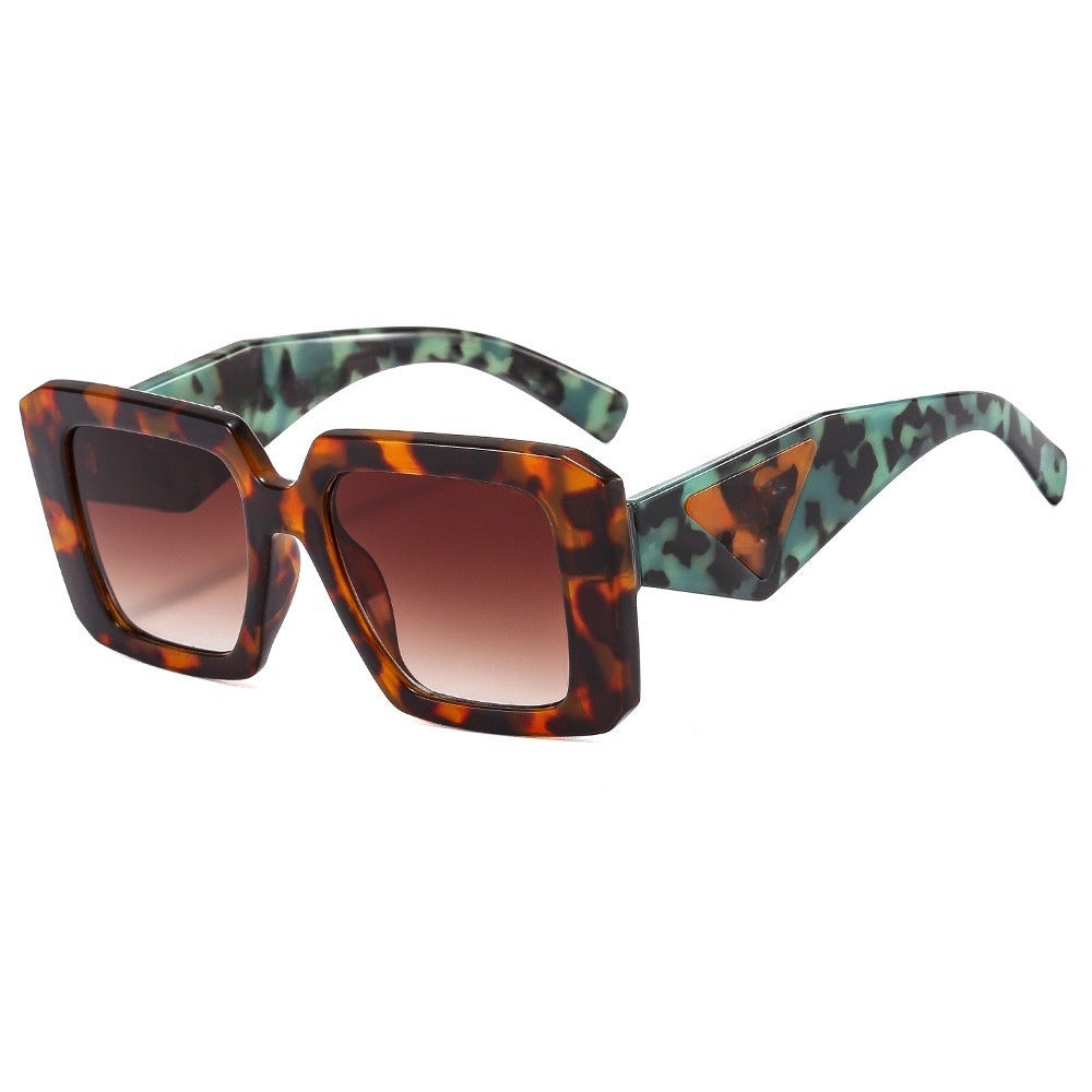 Women's Retro box leopard print Sun protection Sunglasses