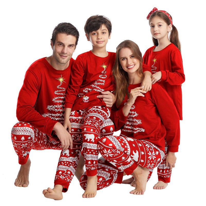 Christmas Polar Bear Christmas Tree Winter Parent Child Costume Family Costume Christmas Cotton Parent Child Costume Pajama