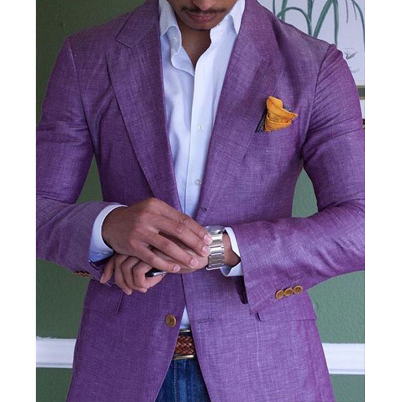 Men's Single Row Two Button Plaid Blazer - Clothing Personality