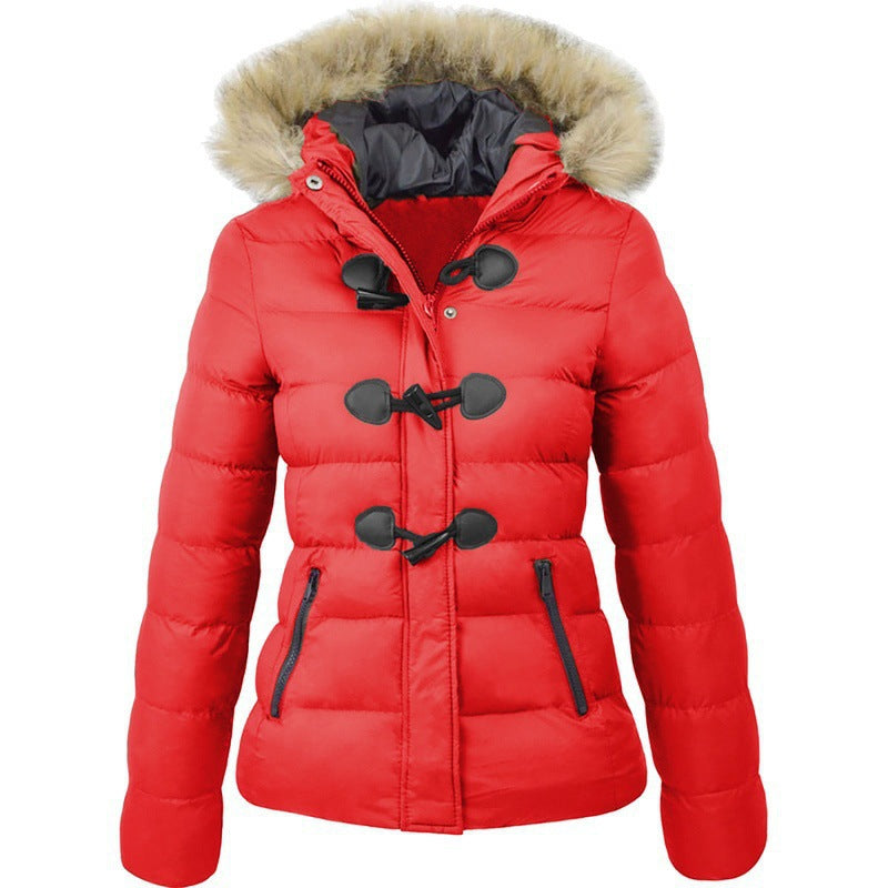 Women's Autumn And Winter Hooded Puffer Jacket Cotton Coat Women Short Hooded Hat Warm Coat