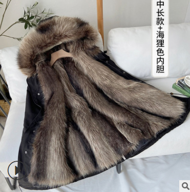 Men's Fur Coat Winter High Quality Fashion With Fur Hooded Lined Thick Warm Parkas Outerwear Mid-length With Long