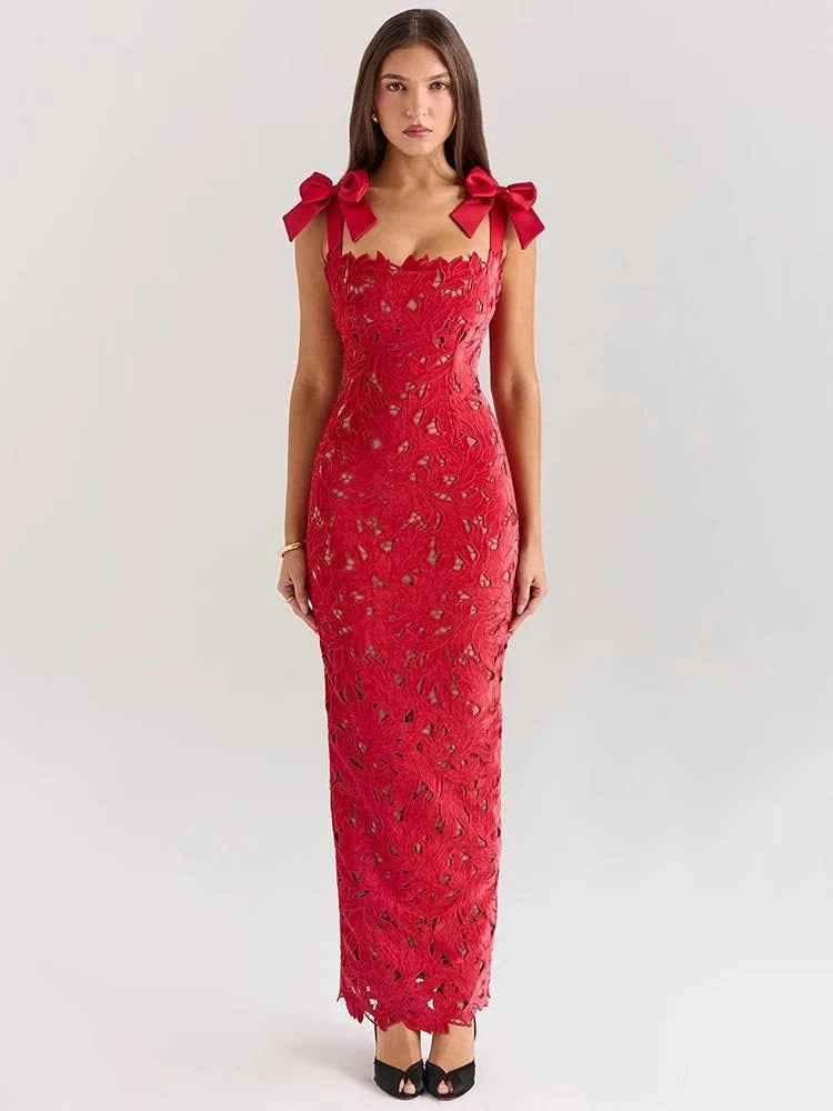 Bows Lace Sexy Maxi Dress For Women