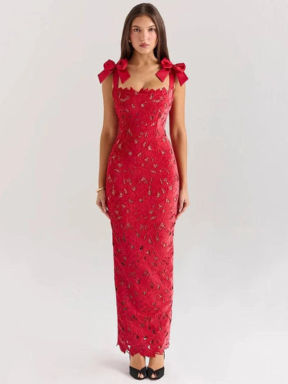 Bows Lace Sexy Maxi Dress For Women