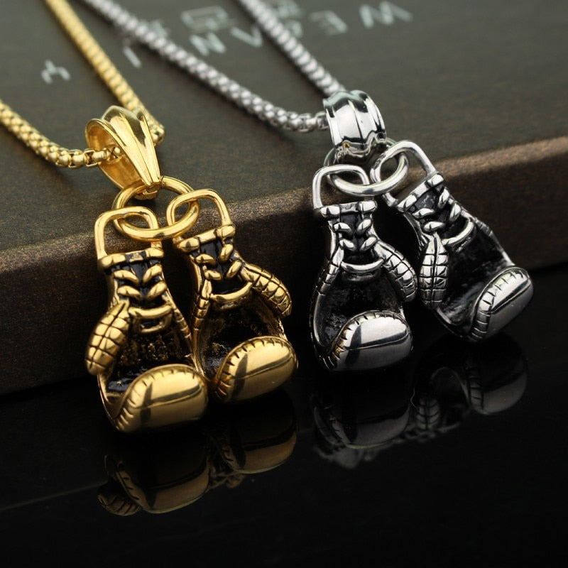 Boxing Gloves Necklaces Gold Silver