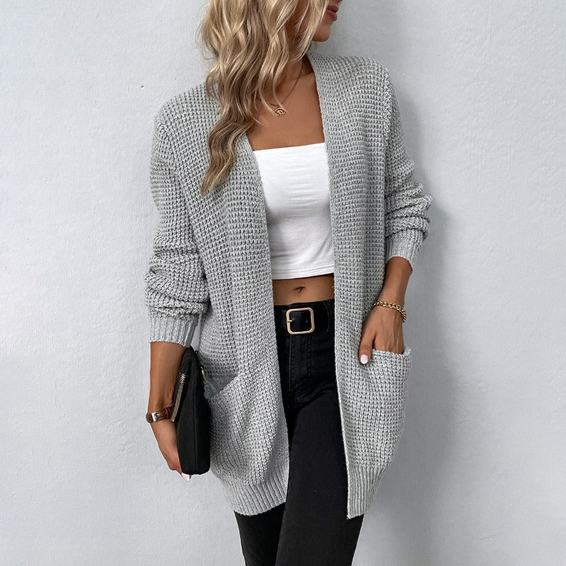 Women's Knit Sweater Cardigan with Pockets Solid Color