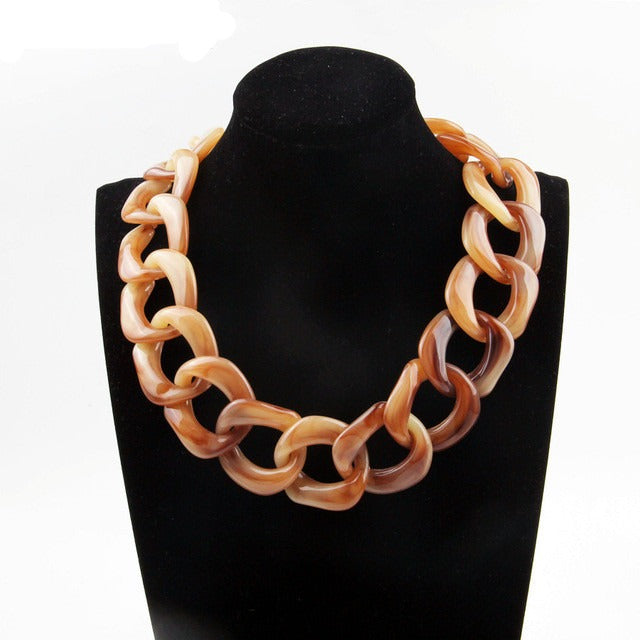 Women's Leopard Print Acrylic Chain Link Statement Necklace