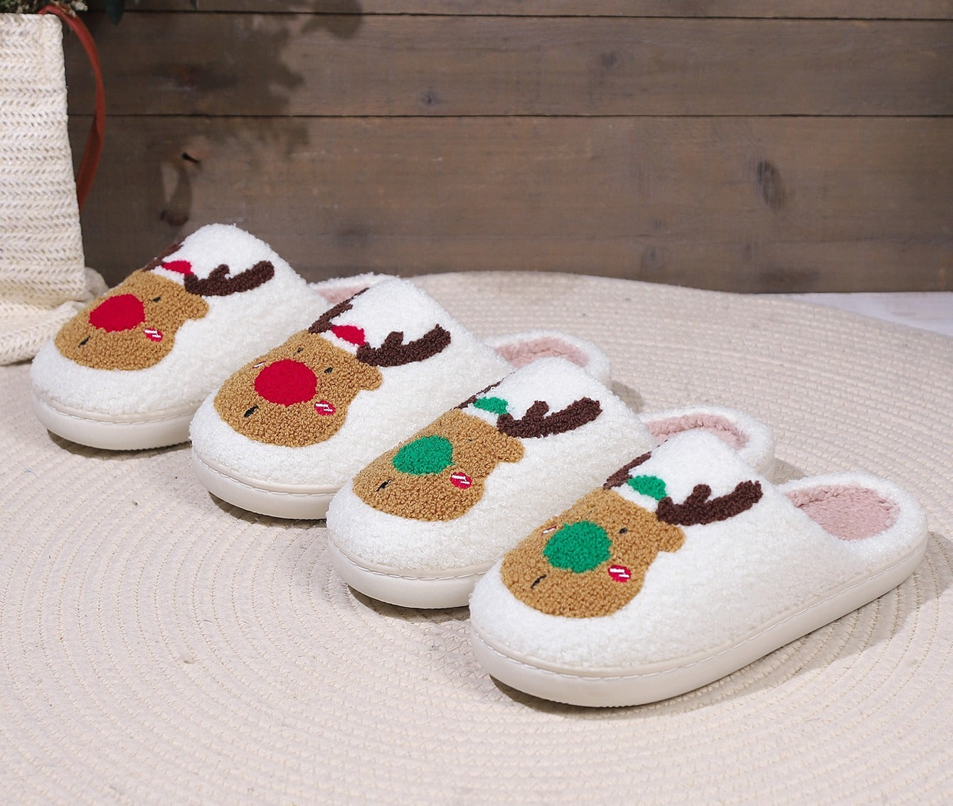 Women's Christmas Elk Cotton Slippers Women's Fall and Winter Home Warm Plush