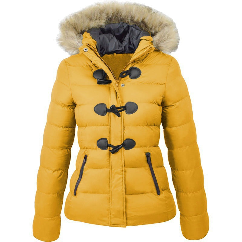 Women's Autumn And Winter Hooded Puffer Jacket Cotton Coat Women Short Hooded Hat Warm Coat