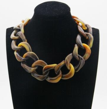 Women's Leopard Print Acrylic Chain Link Statement Necklace