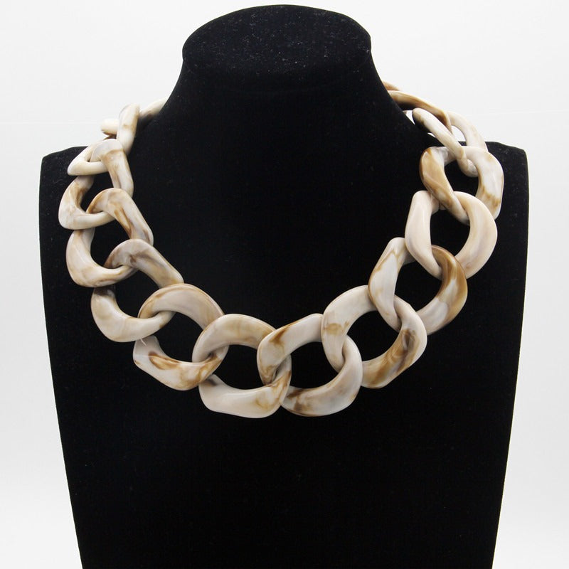 Women's Leopard Print Acrylic Chain Link Statement Necklace