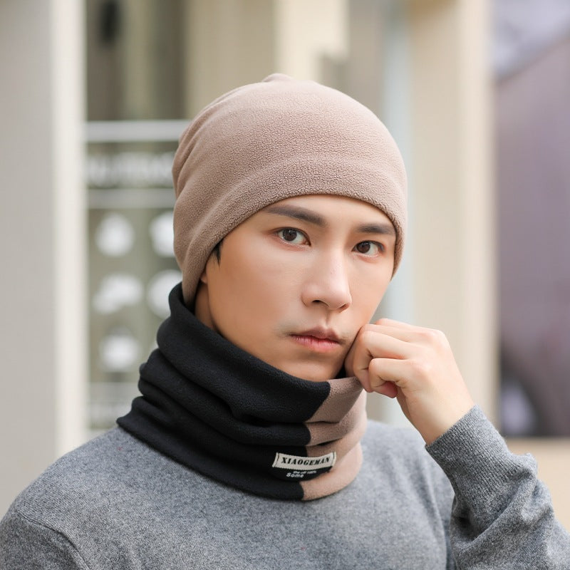 2pcs Men's Women's Scarf Winter Simple Men And Women Winter Warm Hat Thickened Scarf Set Student Head Neck Cover