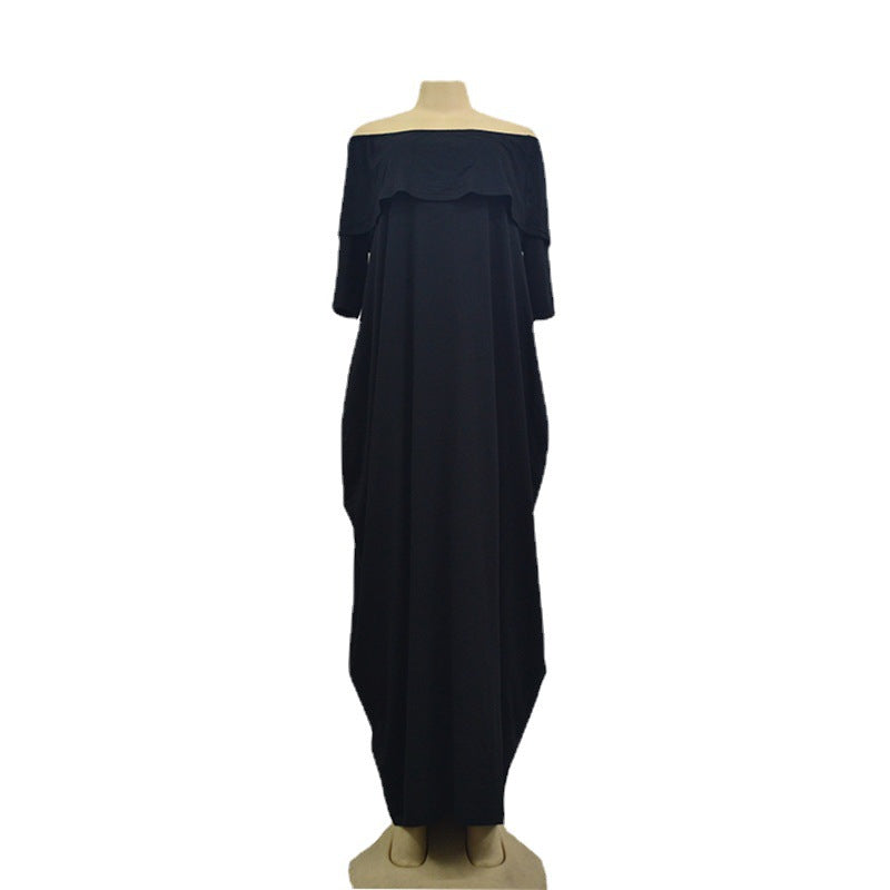 Women's Off Shoulder Fall and Winter Maxi Loose Fit Dress