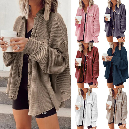 Women's Autumn New Coat Fashion Casual Lapel Pocket Stitching Irregular Shirt Jacket For Women