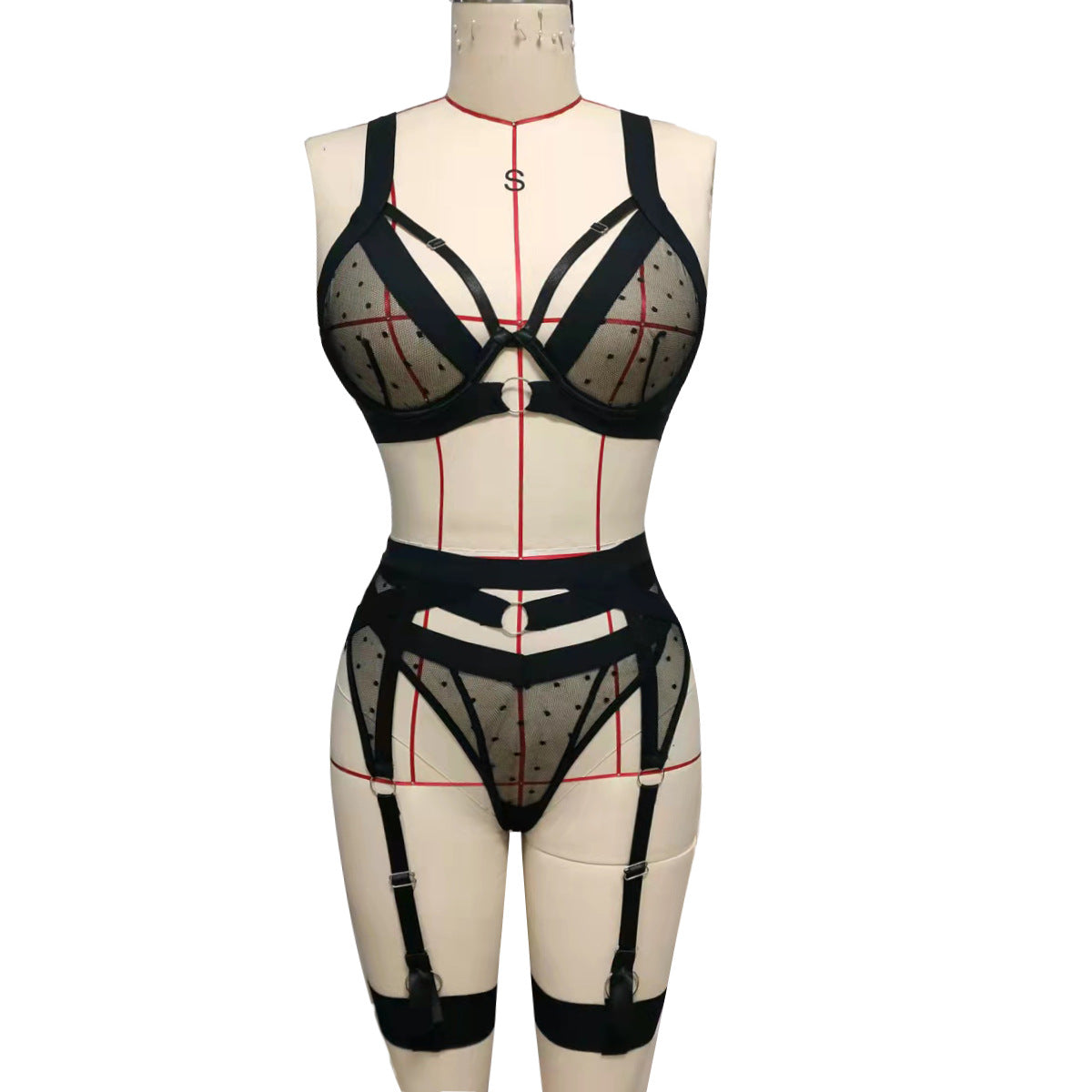 Women's Ins Style Sexy Lace Stitching Mesh Sling Sexy Lingerie Set Women's Clothing