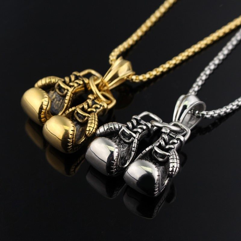 Boxing Gloves Necklaces Gold Silver 