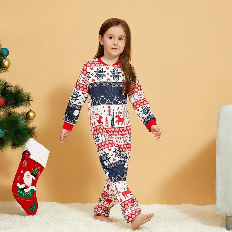 Family Christmas Onesie Sleepwear Jumpsuit Reindeer Snowflake Geometric Festival Family Matching Onesie Pajamas Casual Nightwear Loungewear