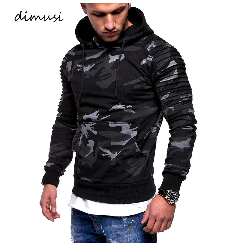 DIMUSI Hooded Mens Casual Camouflage Windbreaker Sweatshirt Coats Mens Streetwear Hip Hop Hoodies Sportswear Tracksuits Clothing