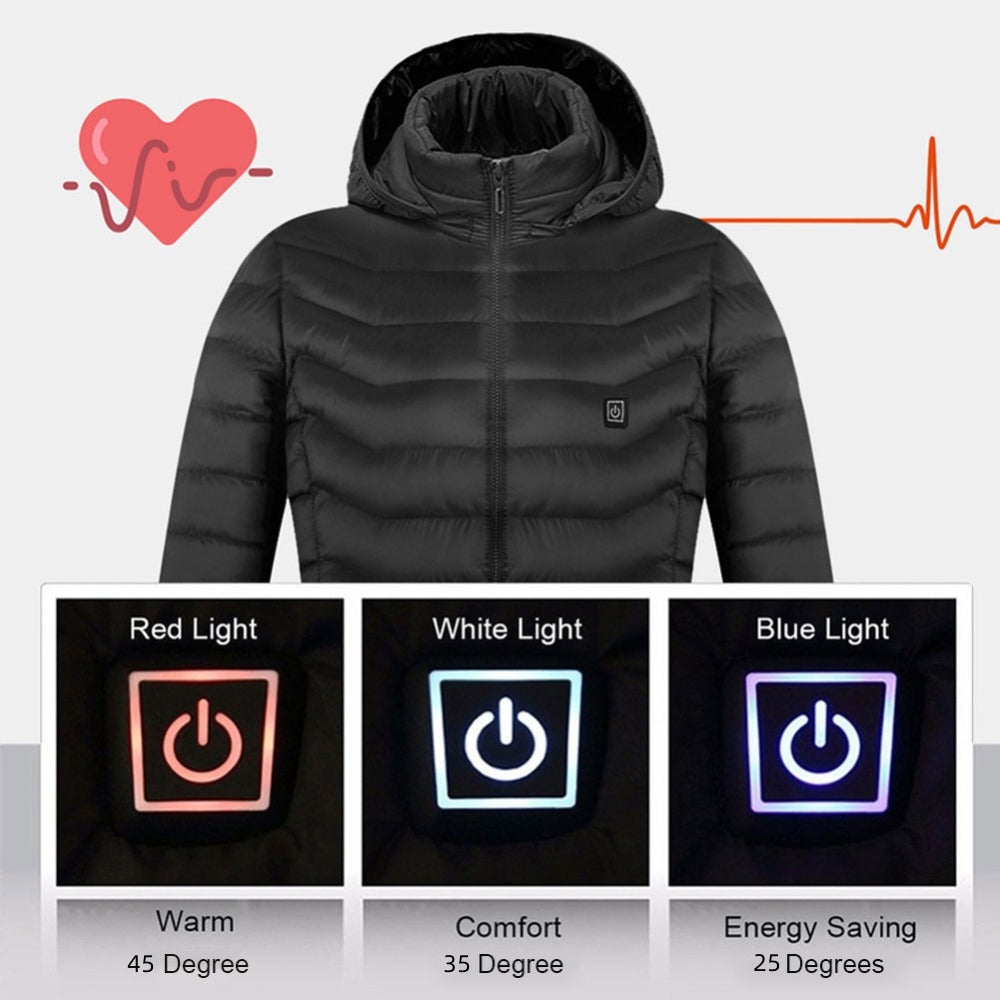 New Hooded Heated Jacket Coat USB Electric Jacket Cotton Coat Heater Thermal Clothing Heating Vest Men's Clothes Winter Women's Unisex