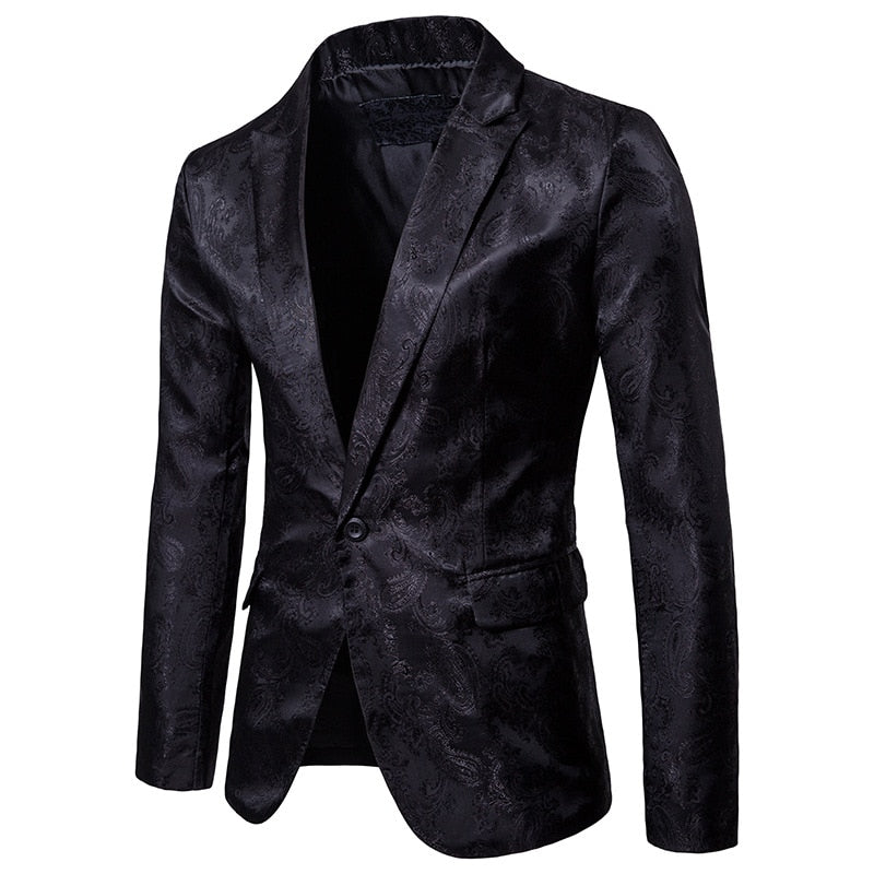 Men's Black Nightclub Paisley Suit Jacket