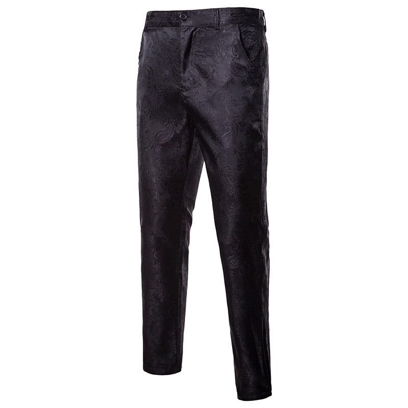 Men's Black Nightclub Paisley Suit Pant